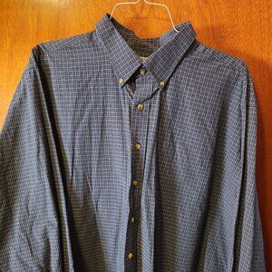 Men's 2XL L.L. Bean Blue Check Long Sleeve Button Down Shirt